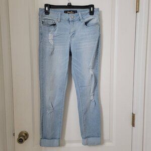 Indigo Rein Light Blue Highly Distressed Ankle Jeans Sz 29/25
